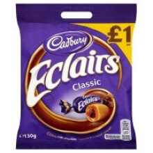 Cadbury Eclairs Classic Chocolate Bag 130g (12 x 130g)