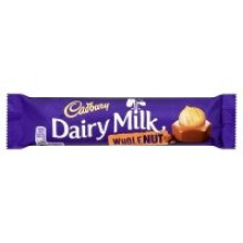 Cadbury Dairy Milk Whole Nut 45g Bar (48 x 45g) - Creamy Milk Chocolate with Hazelnuts, 7.62221E+12