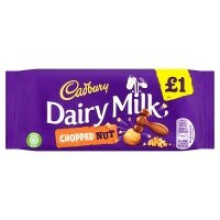 Cadbury Dairy Milk Chopped Nut Chocolate Bar 95g (22 x 95g)