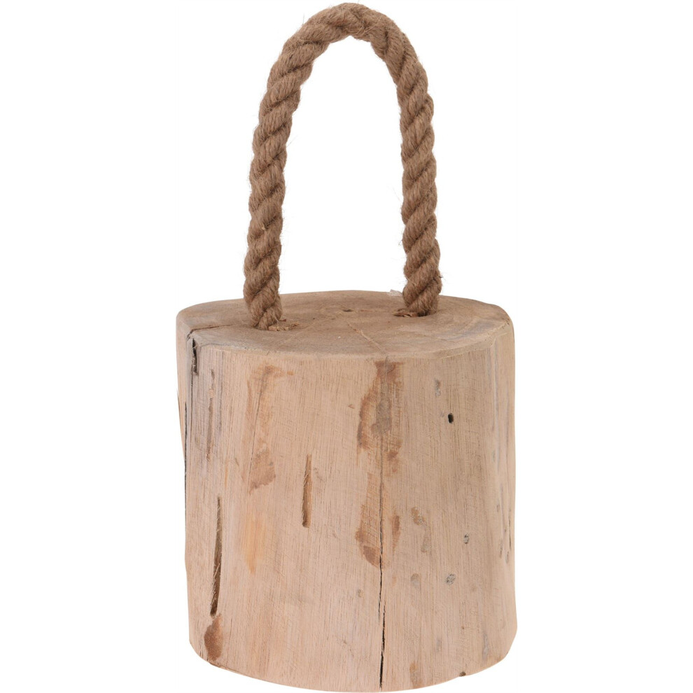 Carousel Stylish Teak Door Stop With Rope Handle ~ Novelty Wooden Doorstop