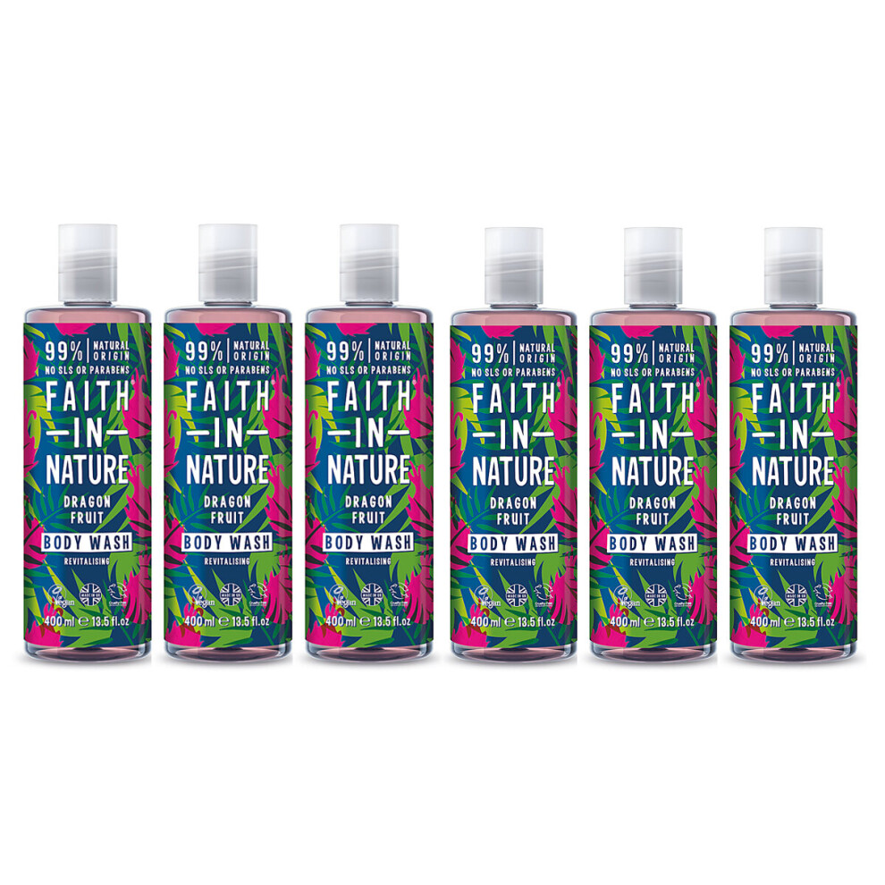 (Six Pack) Faith In Nature Dragon Fruit Revitalising Body Wash 400ml Trio