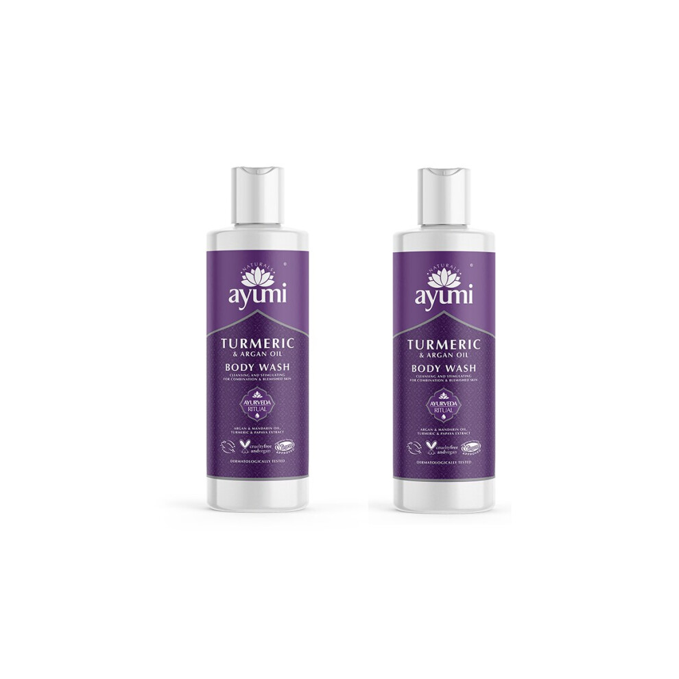 Fudco (Twin Pack) Ayumi Turmeric & Argan Cleansing And Stimulating Body Wash For Combination & Blemished Skin 3 X 250Ml