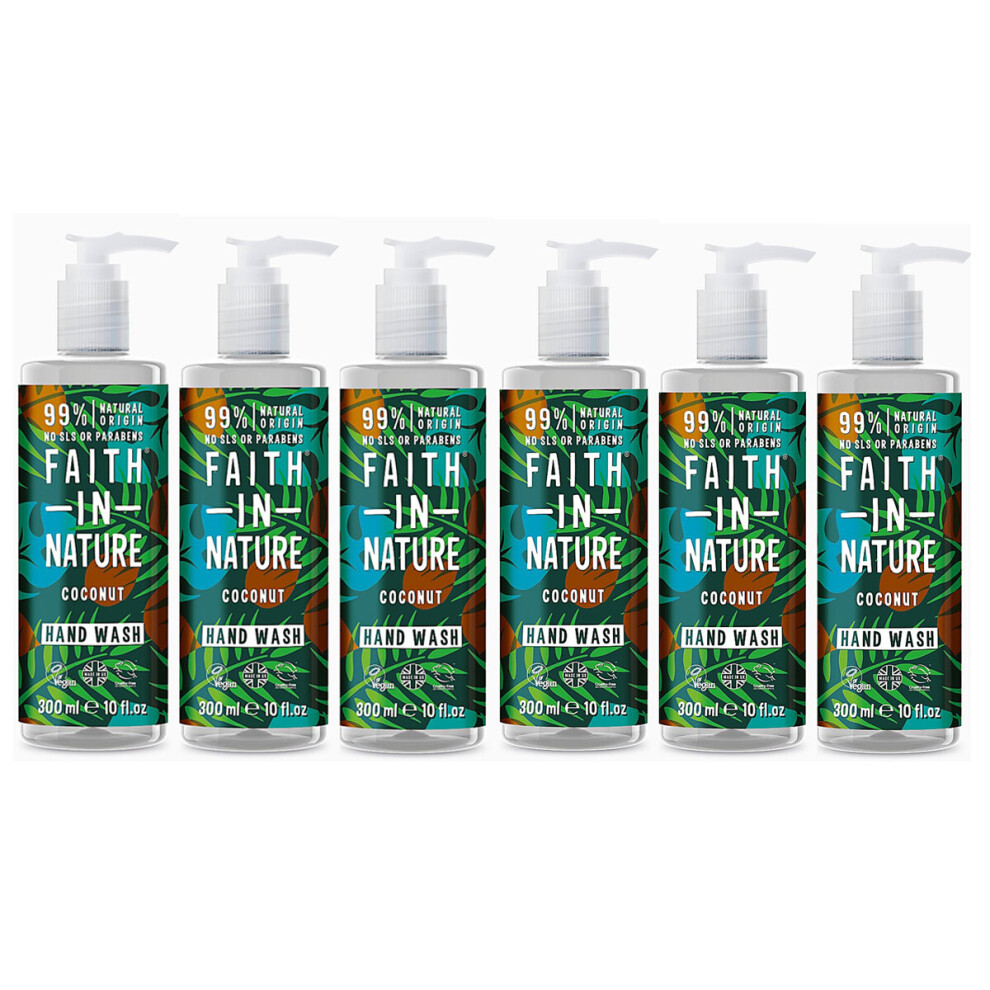 (Six Pack) Natural Coconut & Vitamin E Hand Wash, Nourishing Vegan & Cruelty Free, 400ml Trio