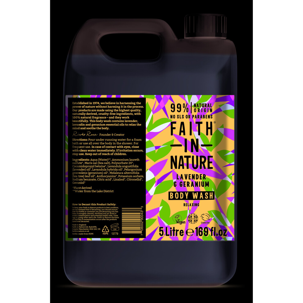Faith In Nature Lavender & Geranium Relaxing  Body Wash 5 litre