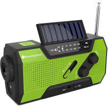 Wind Up Solar Radio,Solar Powered Radio Emergency Hand Crank Radio with Reading Lamp,LED Flashlight,2000mAh Power Bank and SOS Alarm by RunningSnail|E