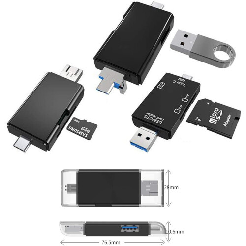 SD Card Reader,USB Type C Micro USB SD Card Reader USB 2.0 Adapter Memory Card Reader for MMC, SDXC,SDHC,SD,RS-MMC, Micro SD, Micro SDXC,Micro SDHC Ca 1