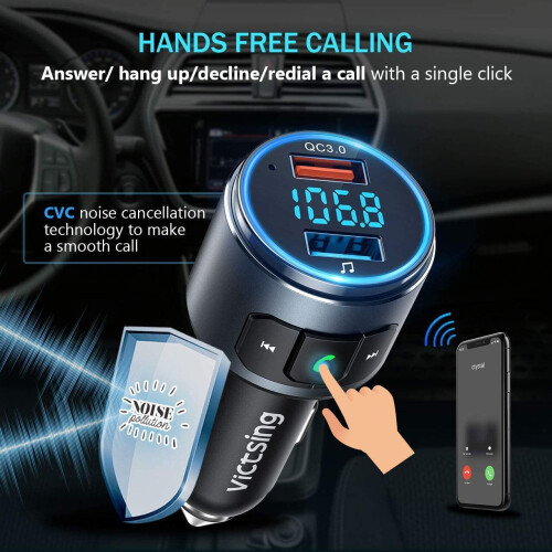 VicTsing Bluetooth FM Transmitter for Car-Wireless FM Radio Adapter 1