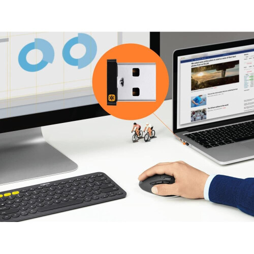 Logitech Logitech USB Unifying Receiver, 2.4 GHz Wireless Technology, USB Plug Compatible with all Logitech Unifying Devices like Wireless Mouse and Keyboard, 2