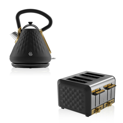 Swan kettle online and toaster black