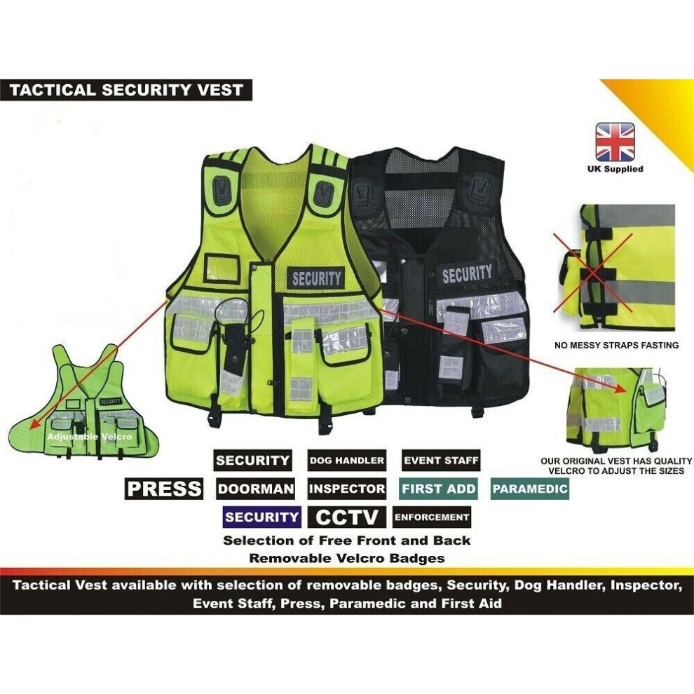 Rac3 (, Security ) Hi Viz Tactical Security Jacket Vest Black