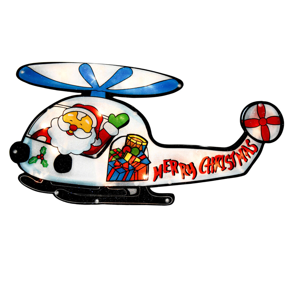 (Helicopter Sign) The Magic Toy Shop Double-sided Xmas Silhouette Decoration Led Window Lights With Metallic Effect