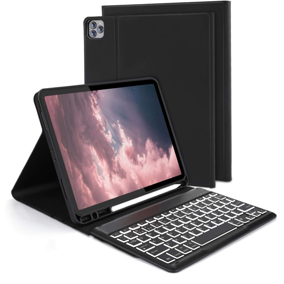 Keyboard Case for iPad Air 4 10.9" / iPad pro 11 2020/2018, Jelly Comb Bluetooth Backlit Removable Keyboard UK Layout QWERTY with Protective Case and