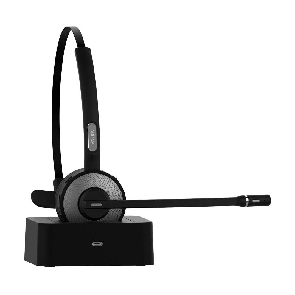 YAMAY Bluetooth Headset,Wireless Bluetooth Headphones,PC Headset with Microphone,Noise Cancelling Handsfree Calling headphone Charging Dock Stand for