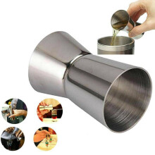 25/50ml Cocktail Jigger Dual Spirit Steel Measure Cup Shots Gin Rum Bar Pub Cups