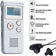 COVVY Portable Digital Voice Recorder Sound Audio Recorder Dictaphone LCD Recorder MP3 Player-8GB (Silvery)
