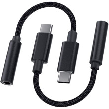 USB C to 3.5mm Audio Adapter,ACCGUYS 2 Pack Type C Headphone Jack Adaptor Compatible with Huawei P30 Pro/P20/Mate 10 Pro, Mi 9/Mi8/Mix 2/Note 3, OnePl