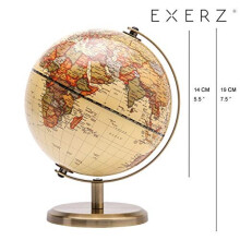 Exerz Antique Globe Dia 5.5-inch / 14CM - Educational/Geographic/Modern Desktop Decoration - Stainless Steel Arc and Base - for School, Home, and Offi