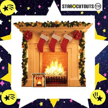 Star Cutouts SC1458 Fireplace Festive 1 Dimensional Cardboard Cutout Display Perfect Christmas Decoration for Santa Scenes Including Shop Windows, Off