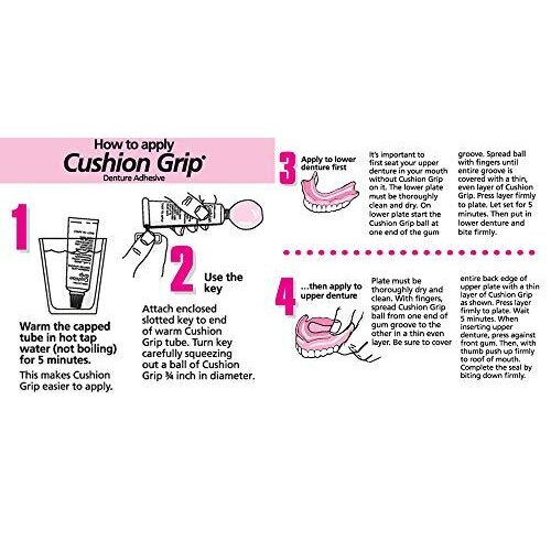 Adesivo per dentiere termoplastico Cushion Grip, 1 oz - Rimedia dentiere allentate e scomode 2