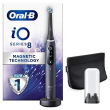 Oral-B iO8 Black Ultimate Clean Electric Toothbrush for Adults with Revolutionary Magnetic Technology, Colour Display, 1 Toothbrush Head, 1 Magnetic