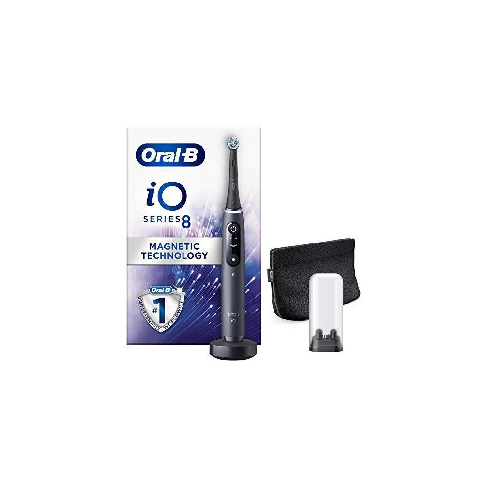 Oral-B iO8 Black Ultimate Clean Electric Toothbrush for Adults with Revolutionary Magnetic Technology, Colour Display, 1 Toothbrush Head, 1 Magnetic