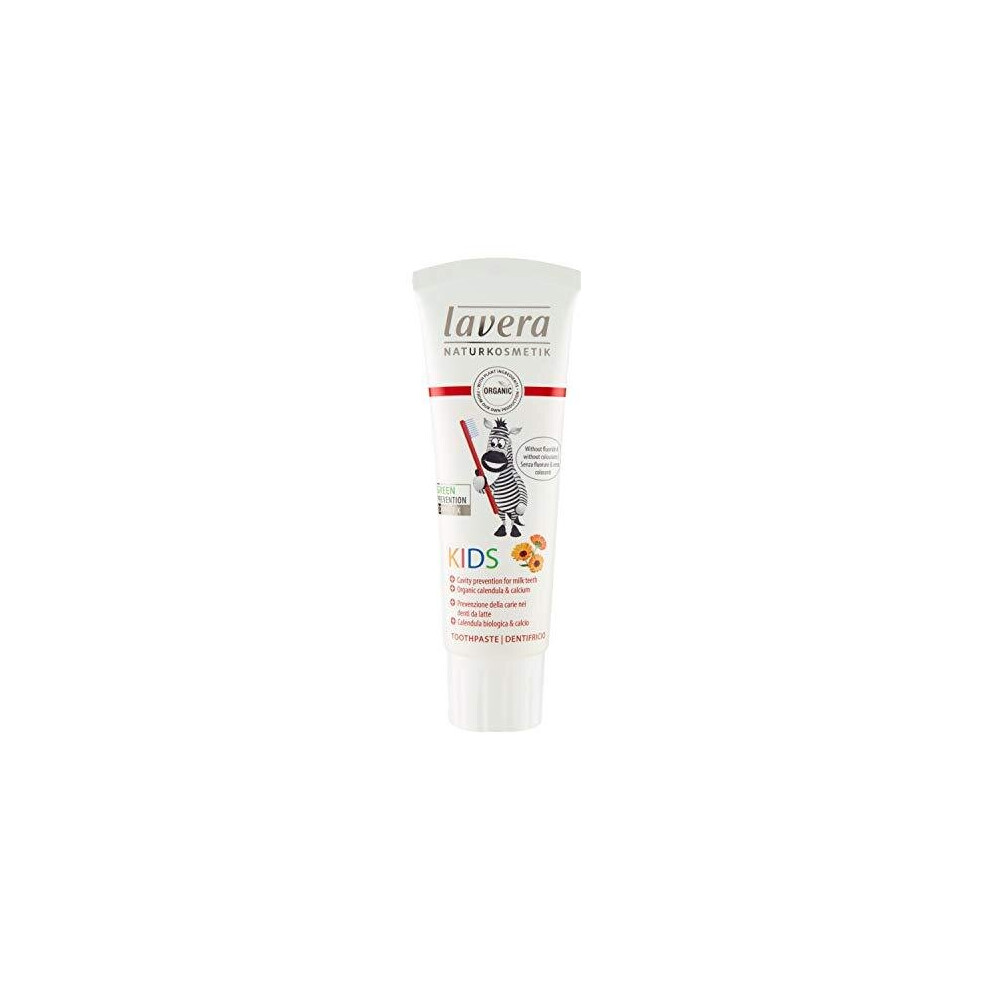 lavera Toothpaste Kids Fluoride Free & Colorant Free Calendula & Calcium Vegan Bio Natural & Innovative Cosmetics Organic Teeth Care 75 ml