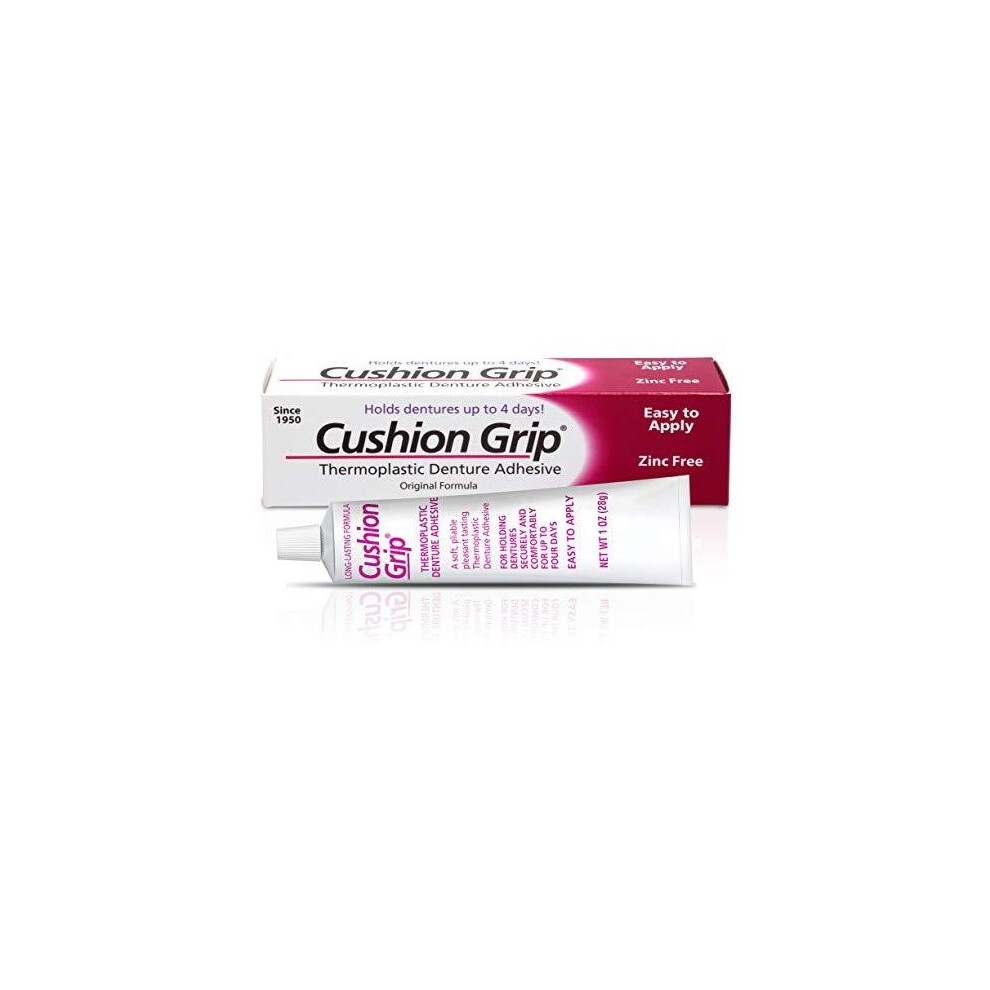 Cushion Grip Thermoplastic Denture Adhesive for Refitting and Tightening Loose Dentures [Not a Glue Adhesive Acts Like a Soft Reliner] (1 Oz) Ho