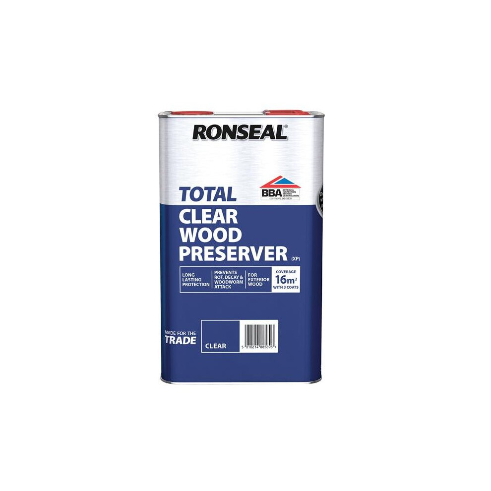 Ronseal Trade Total Wood Preserver Clear 5 Litre 38589