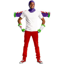 Disney mannen Disguise Disney Pixar Toy Story Buzz Lightyear Kostuum Accessoire Set, Wit/Paarse/Groene/Rode, One Size