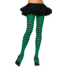 Nylon gestreepte panty O/S ZWART/