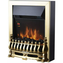 Whitby 2KW Electric Fire Freestanding with Remote Control, Brass