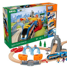 BRIO World Circuit Voyageur Smart Tech Sound circuito de trem de madeira - conjunto de caixa de 37 peças