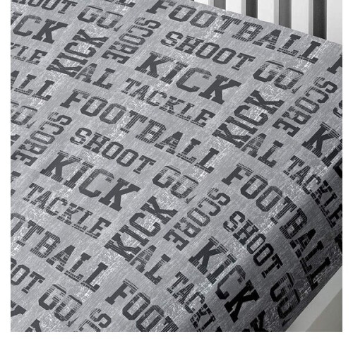 Bedlam Football Print Fitted Sheet, Grey, Single