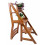 Bamboo Folding Fold Up Library Step Ladder Chair Home Kitchen Office 3