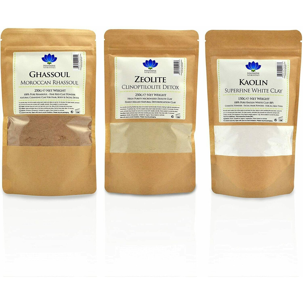 Innovative Naturopathics Healing Clay Detox Kit No. 3 - Rhassoul / Zeolite / Kaolin