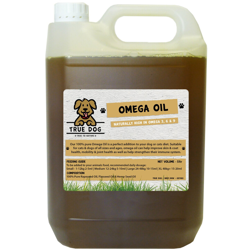 True Dog Premium Omega Oil for Dogs 5 litre, High in Omega 3, 6 & 9, Hemp Oil, Flax