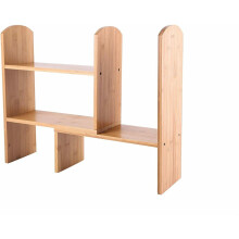 Expandable Bamboo Office Desk Organizer, Adjustable Desktop Shelves, Shelf Rack