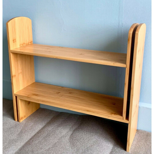 Uitbreidbare bamboe bureau organizer, verstelbare desktop planken, plank Rack 2