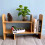 Uitbreidbare bamboe bureau organizer, verstelbare desktop planken, plank Rack 8