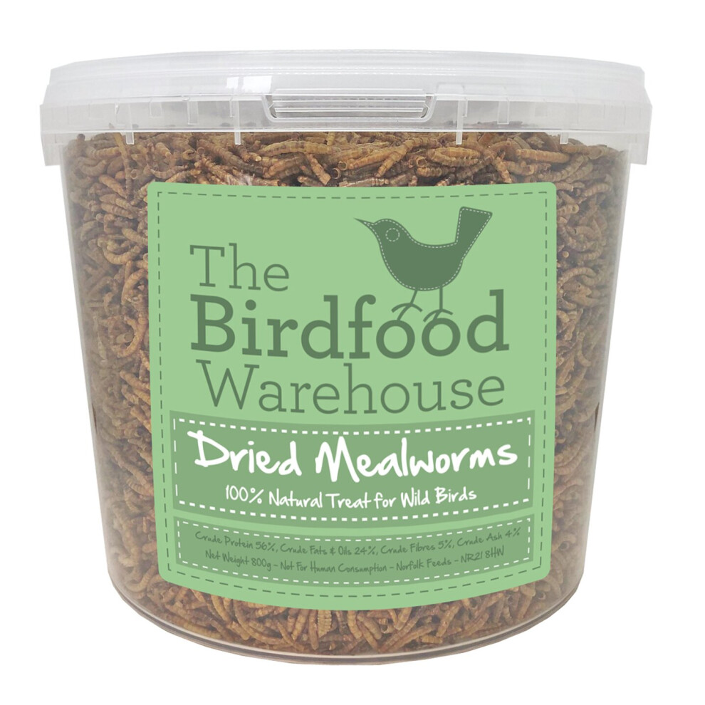 The Birdfood Warehouse Dried Mealworms 5ltr - Wild Bird Food 5 litre Bucket, 5l Treat Tub