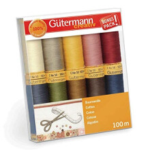 Gutermann 734521-3 Thread Set Natural Cotton 50 100m/10 reels, Multi-Colour