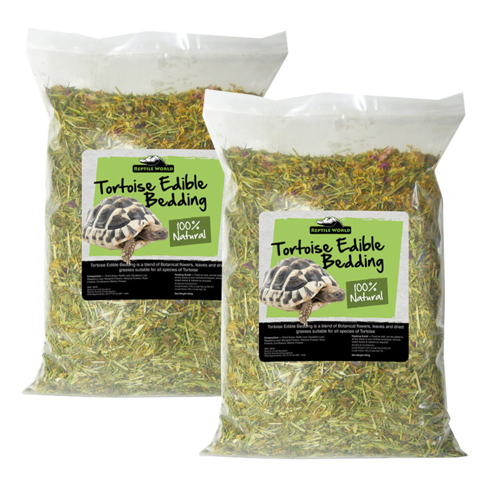 Reptile World 2 x Tortoise Edible Bedding 10 Litre - Leaves, Flowers, Grass