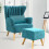 Living And Home Faux Wool Upholstered Armchair with Footstool 1