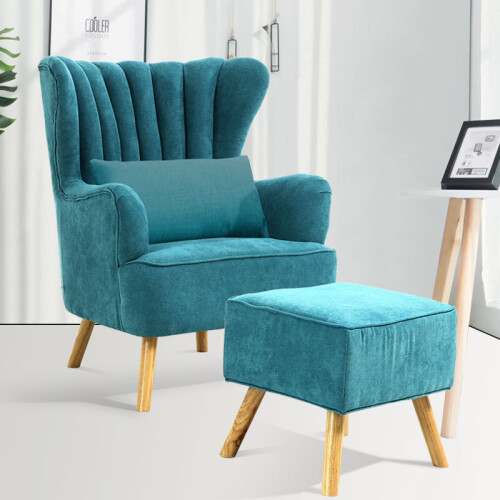 Living And Home Faux Wool Upholstered Armchair with Footstool