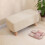 Living And Home Beige Small Rectangular Linen Footstool 2