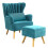 Living And Home Faux Wool Upholstered Armchair with Footstool 4