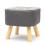 Living And Home 40CM Grey Square Linen Footstool Ottoman 4