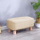 Living And Home Beige Small Rectangular Linen Footstool 1