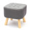 Living And Home 40CM Grey Square Linen Footstool Ottoman 3