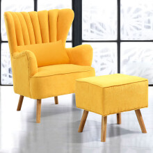 Occasion Wingback Armchair with Footstool Yellow